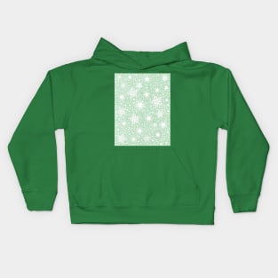 Sparkle Snowflake Pattern Design in Pastel Green Background Kids Hoodie